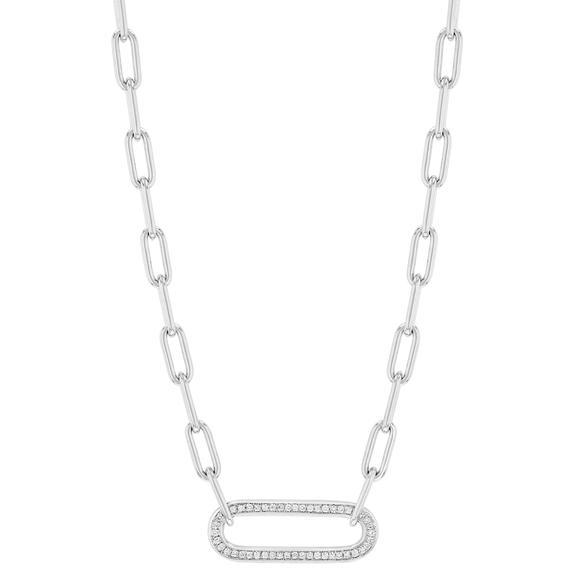 Pesavento Elegance Diamond Paperclip Link Necklace in Sterling Silver