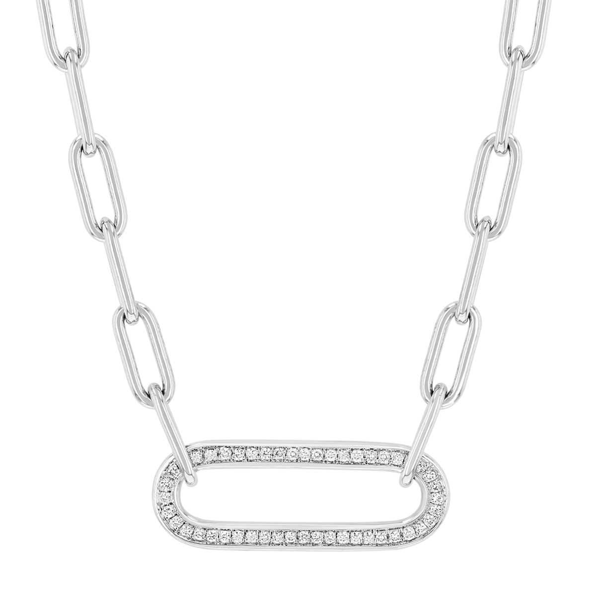 Pesavento Elegance Diamond Paperclip Link Necklace in Sterling Silver