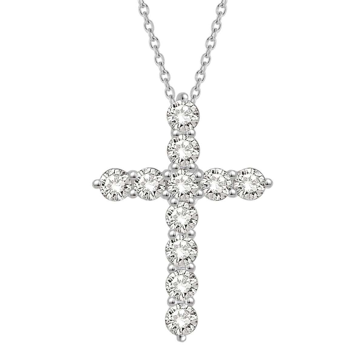 Diamond Cross Necklace in 14K Gold, 18
