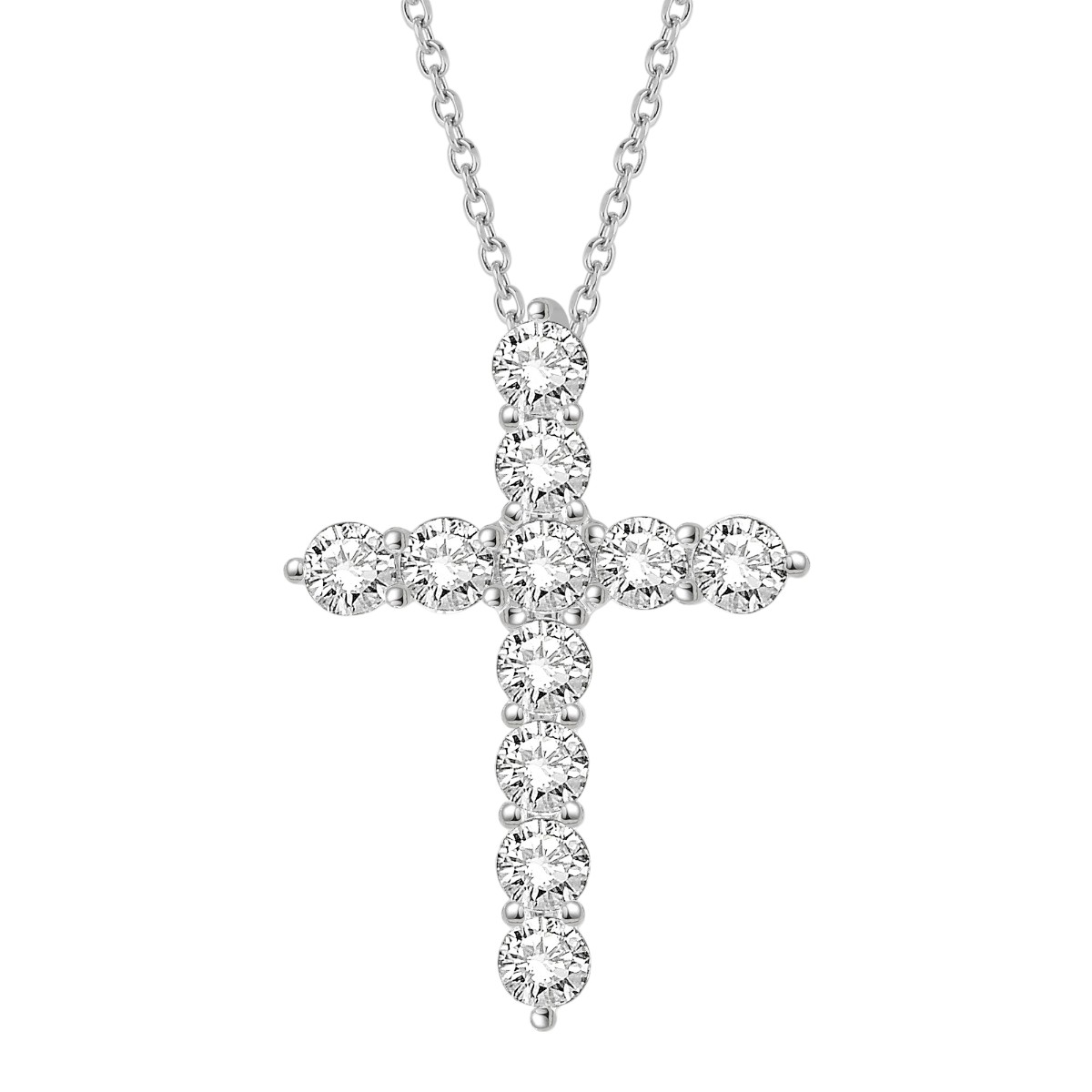 Diamond Cross Necklace in 14K Gold, 18