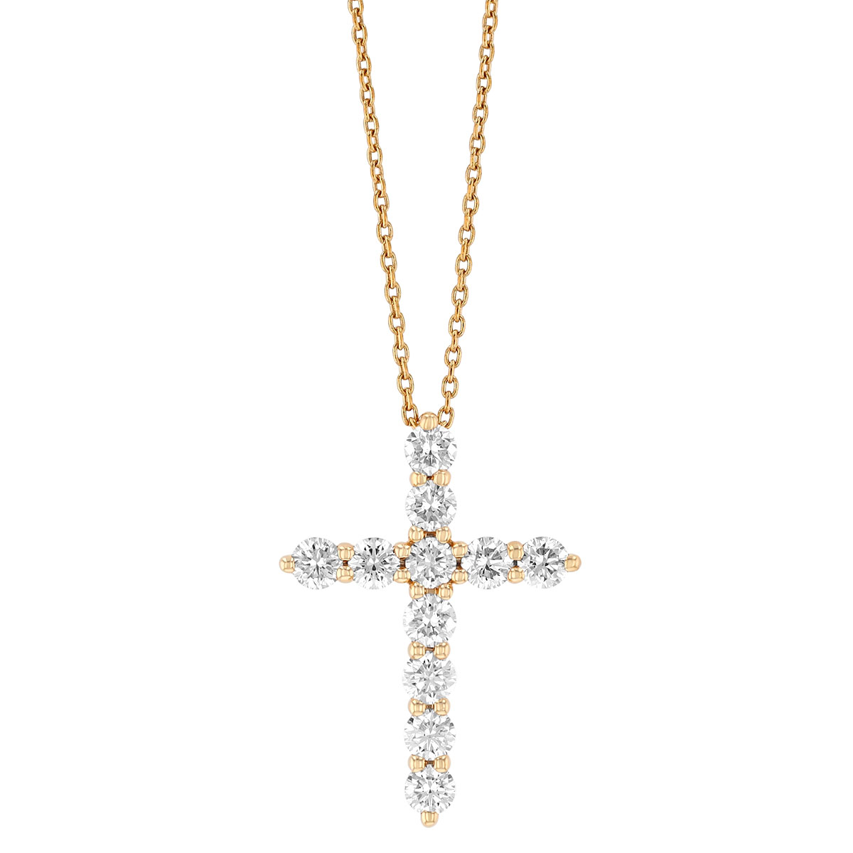 Diamond Cross Pendant in Yellow Gold, 18