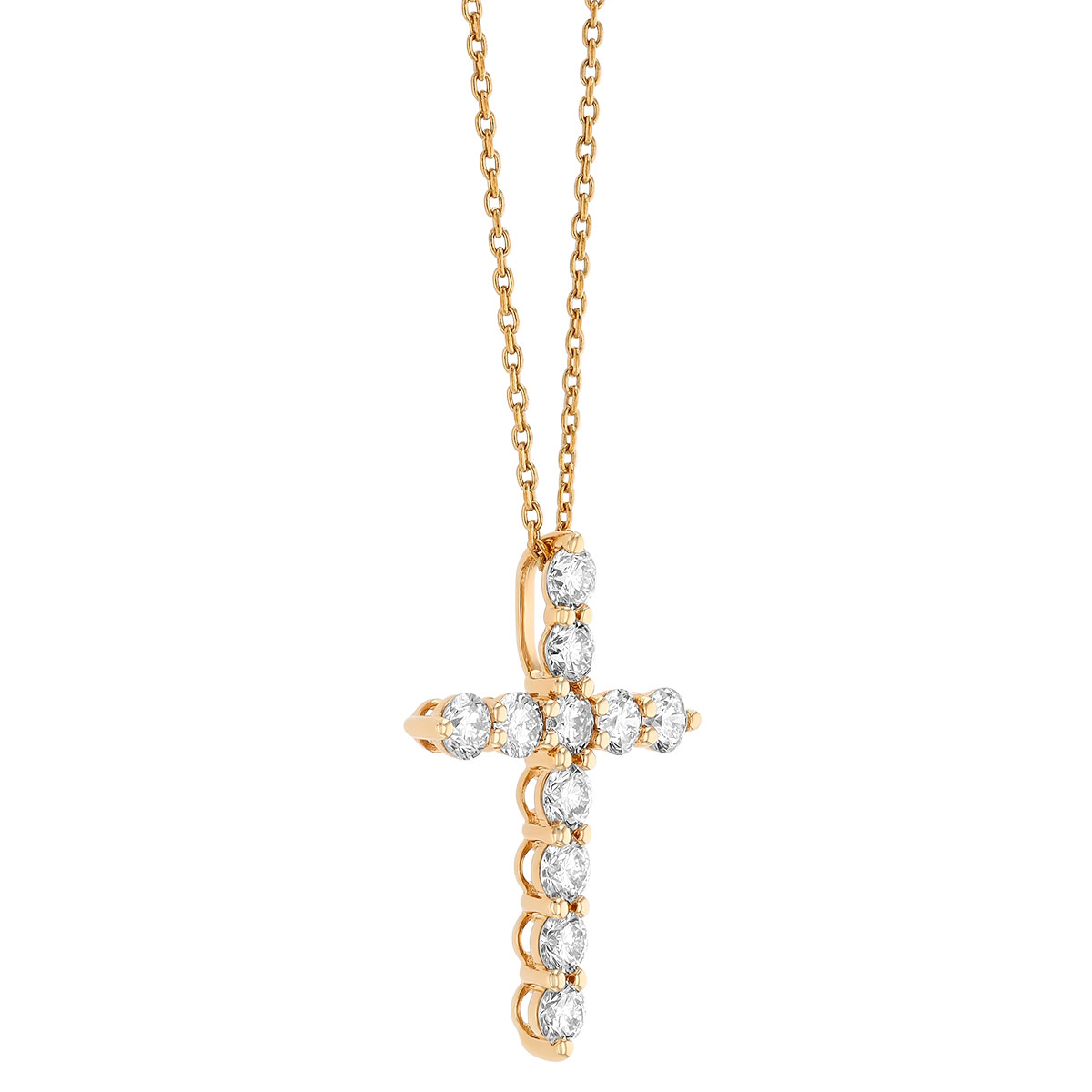 Diamond Cross Pendant in Yellow Gold, 18