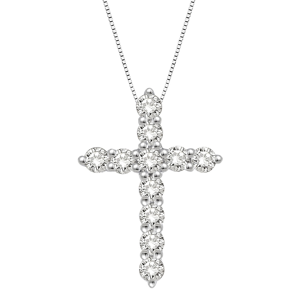 Diamond Cross Necklace in 14K Gold, 18