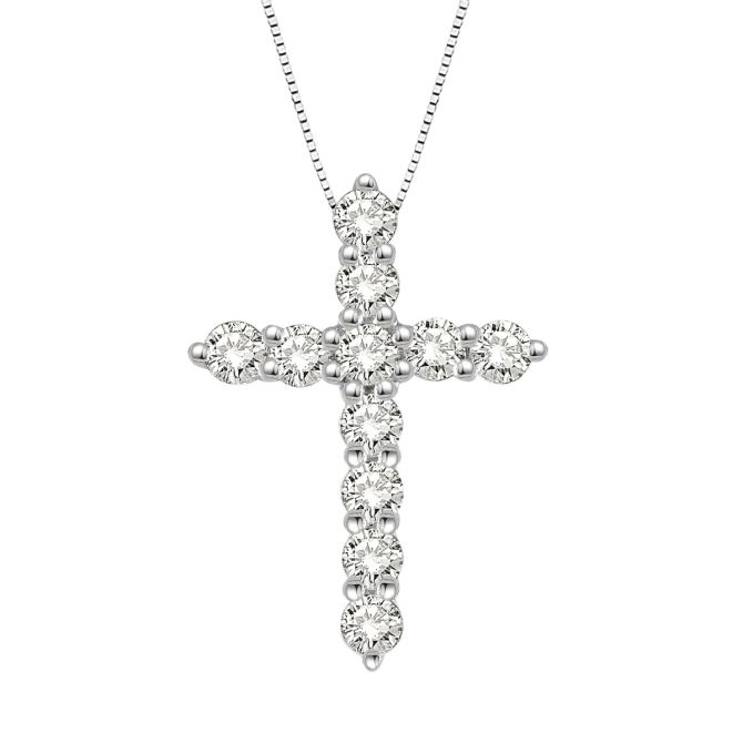 Diamond Cross Necklace in 14K Gold, 18", 0.25 cttw