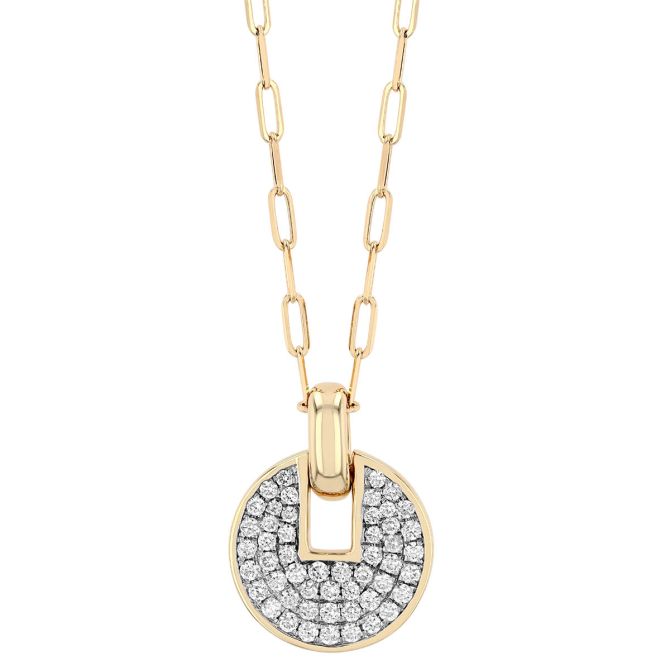 Frederic Sage Diamond Pavé Circle Pendant in Yellow Gold