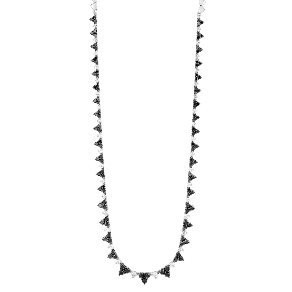Frederic Sage Black & White Diamond Spike Necklace in White