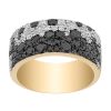 Black & White Diamond Pavé Wide Band Ring in Yellow Gold
