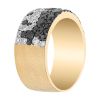 Black & White Diamond Pavé Wide Band Ring in Yellow Gold