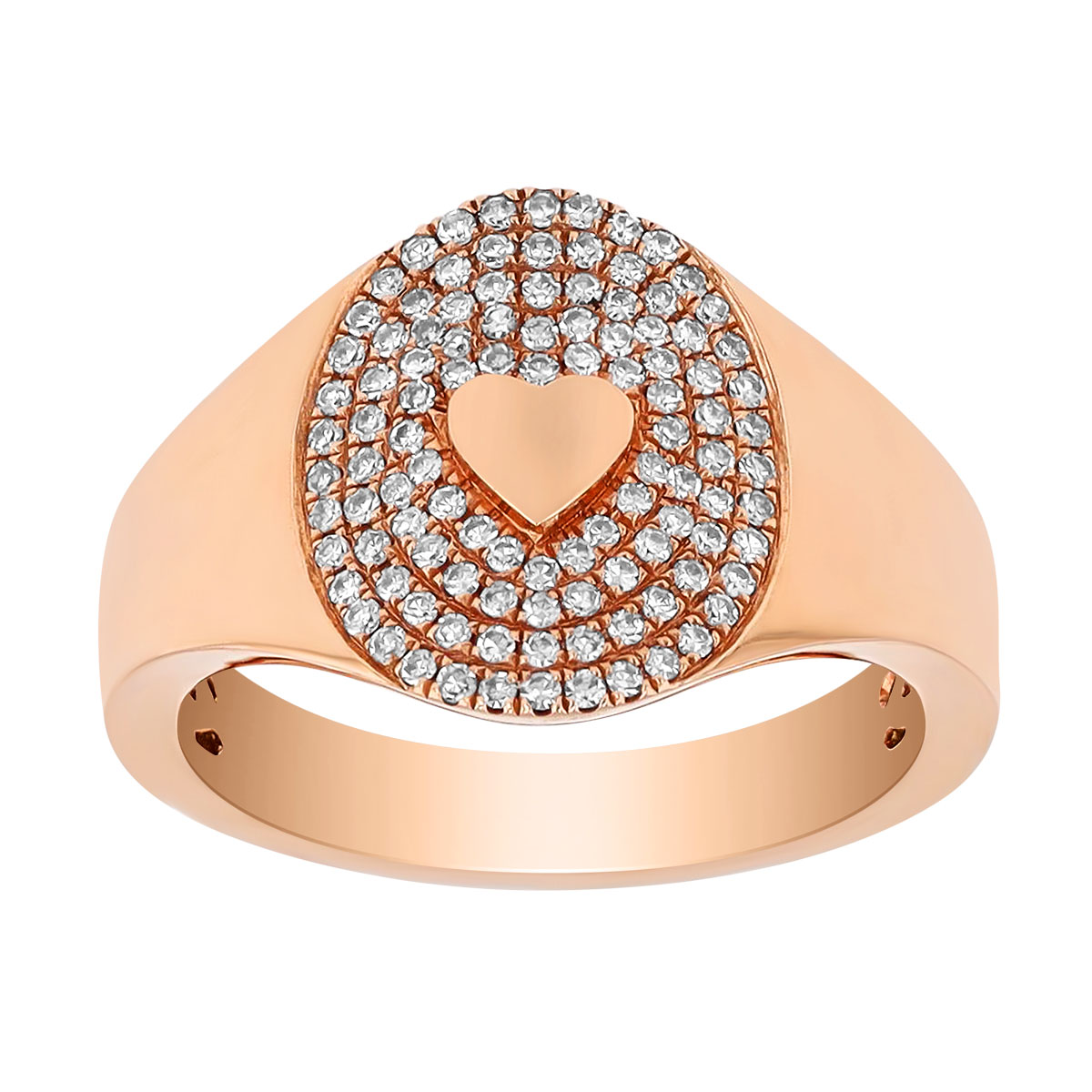 Diamond Pavé Oval & Rose Gold Heart Ring