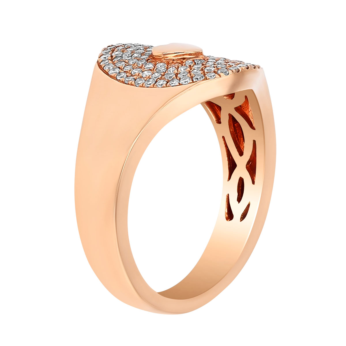 Diamond Pavé Oval & Rose Gold Heart Ring