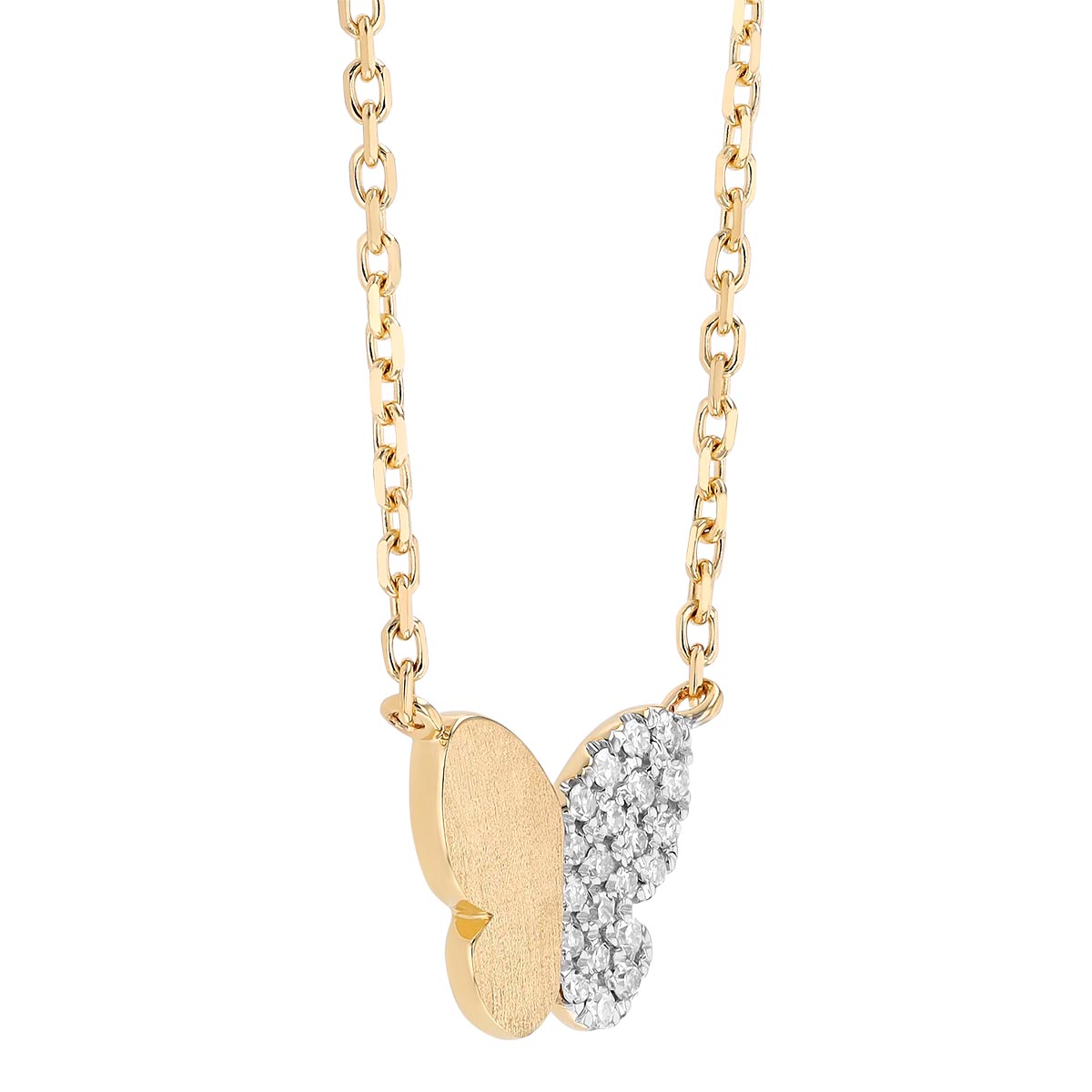 Diamond Pavé & Yellow Gold Butterfly Pendant