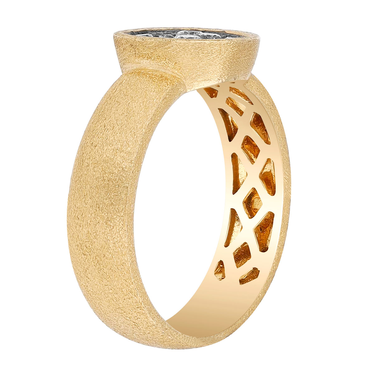 Diamond Pavé Circle Ring in Black Rhodium & Yellow Gold