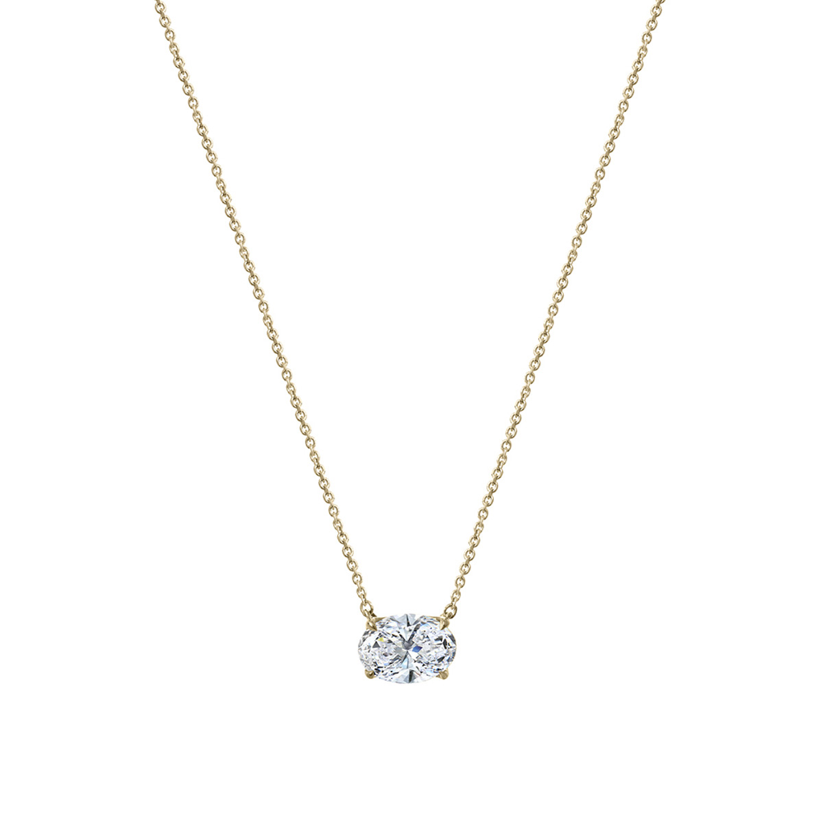 Clarity Diamond Signature Lab-Grown Oval Diamond Solitaire Pendant in Yellow Gold, 1.03 ct