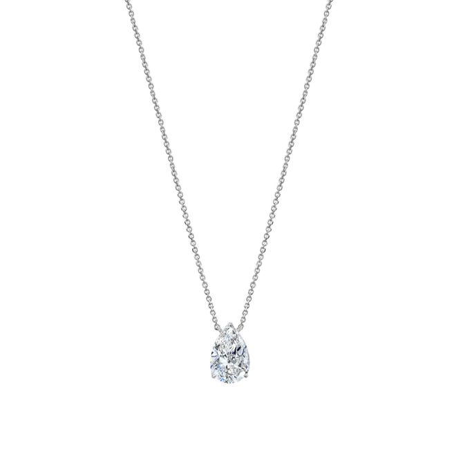 Clarity Diamond Signature Lab-Grown Pear Shaped Diamond Solitaire Pendant in White Gold, 1.56 ct