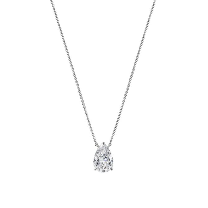 Clarity Diamond Signature Lab-Grown Pear Shape Diamond Solitaire Pendant in White Gold, 2.08 ct