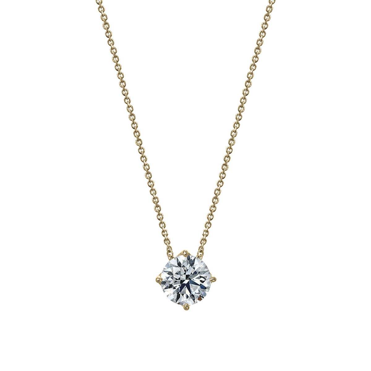 Clarity Diamond Signature Lab-Grown Round Diamond Solitaire Pendant in Yellow Gold, 2.01 ct
