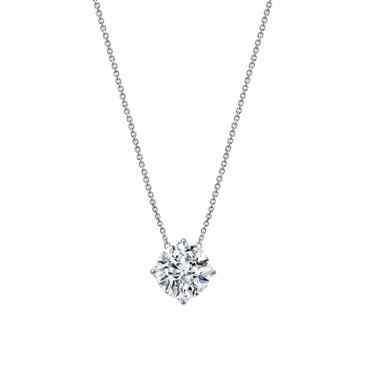 Clarity Diamond Signature Lab-Grown Round Diamond Solitaire Pendant in White Gold, 3.15 ct