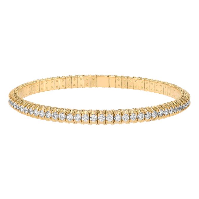 Zydo Diamond Prong Set Flex Bracelet in Yellow Gold
