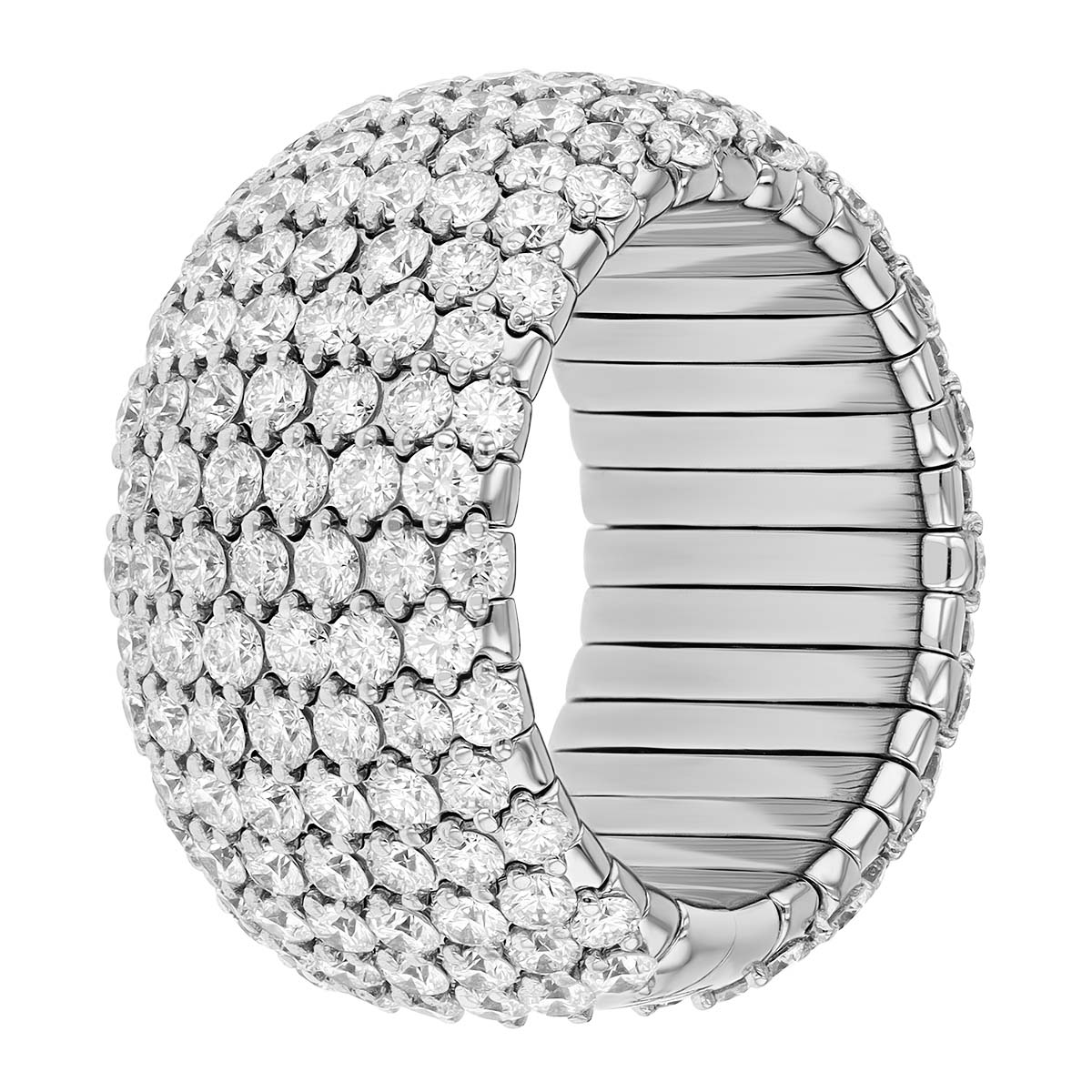 Zydo Diamond Pave Wide Flex Ring in White Gold