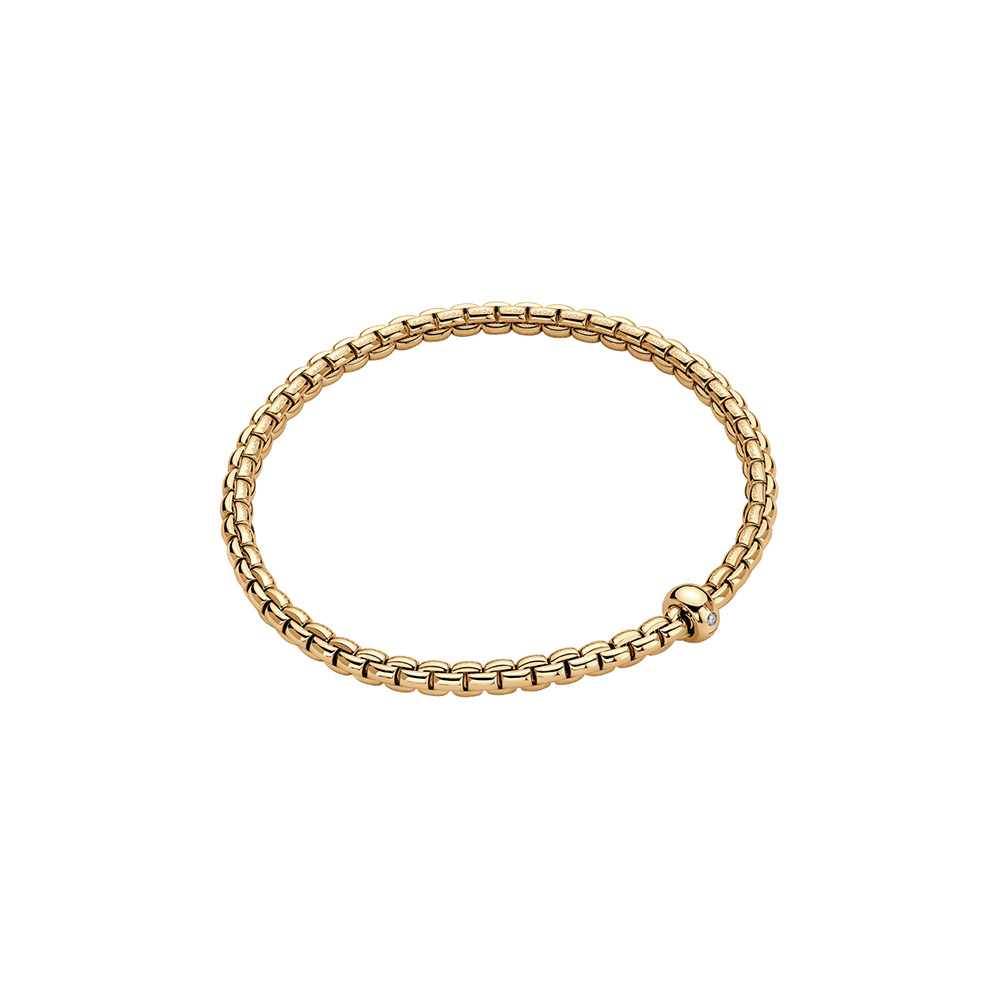 FOPE Eka Flex'It Bracelet in Yellow Gold with Single Diamond Station, Size L