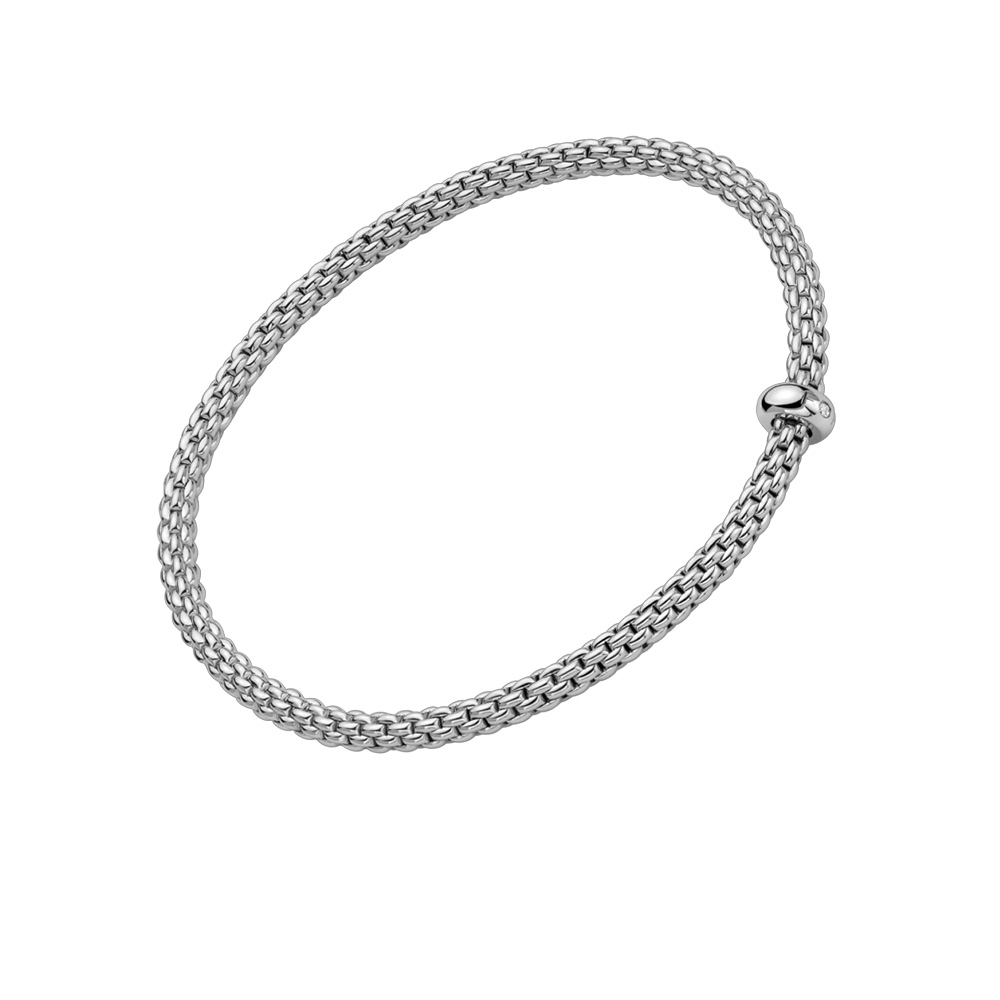 FOPE Prima Flex'It White Gold Bracelet with Single Diamond Rondel, 6.69