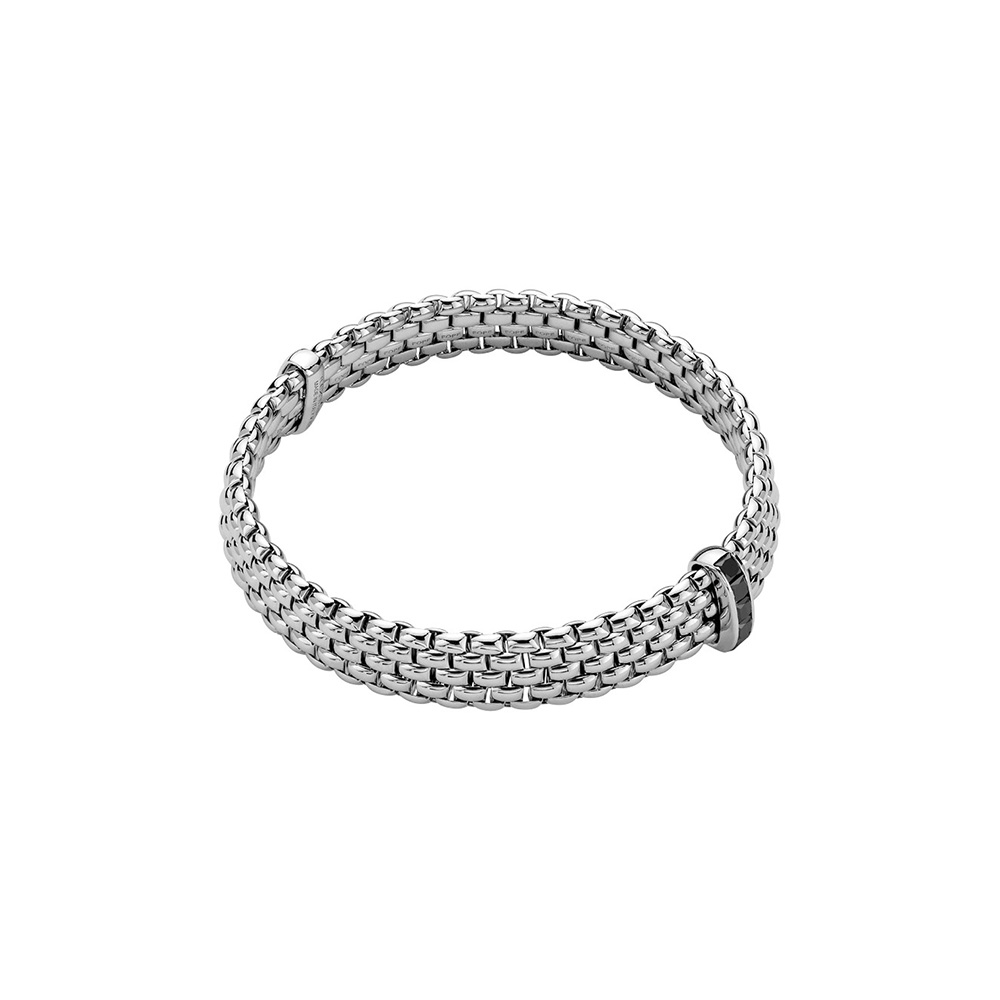 FOPE Panorama Flex'It Bracelet in White Gold with Black Diamonds