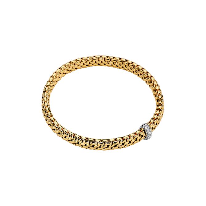 FOPE Vendome Flex'It Bracelet in Yellow & White Gold with Diamond Station, Size L