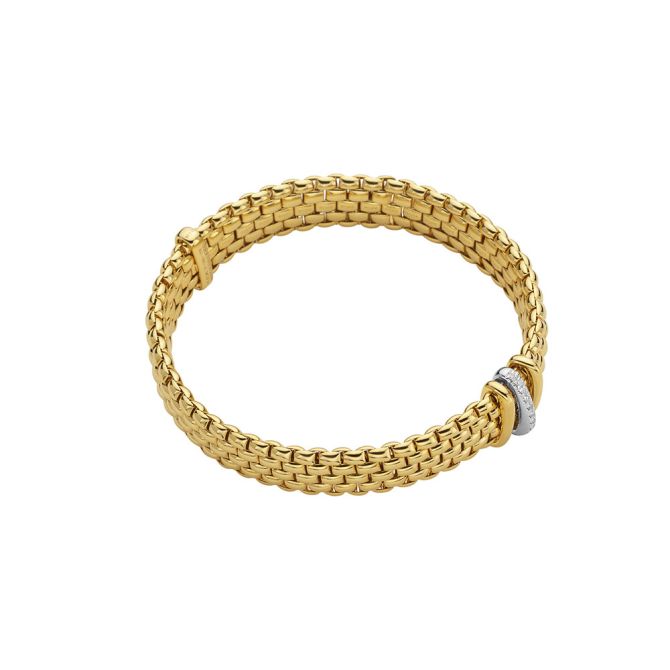 FOPE Panorama Flex'It 3 Rondel Bracelet in Yellow Gold with Diamonds