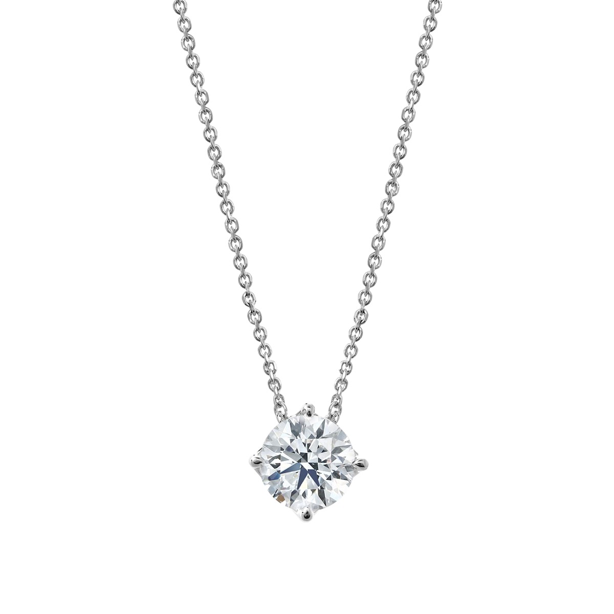 Clarity Diamond Signature Lab-Grown Round Diamond Pendant in White Gold, 1.06 ct