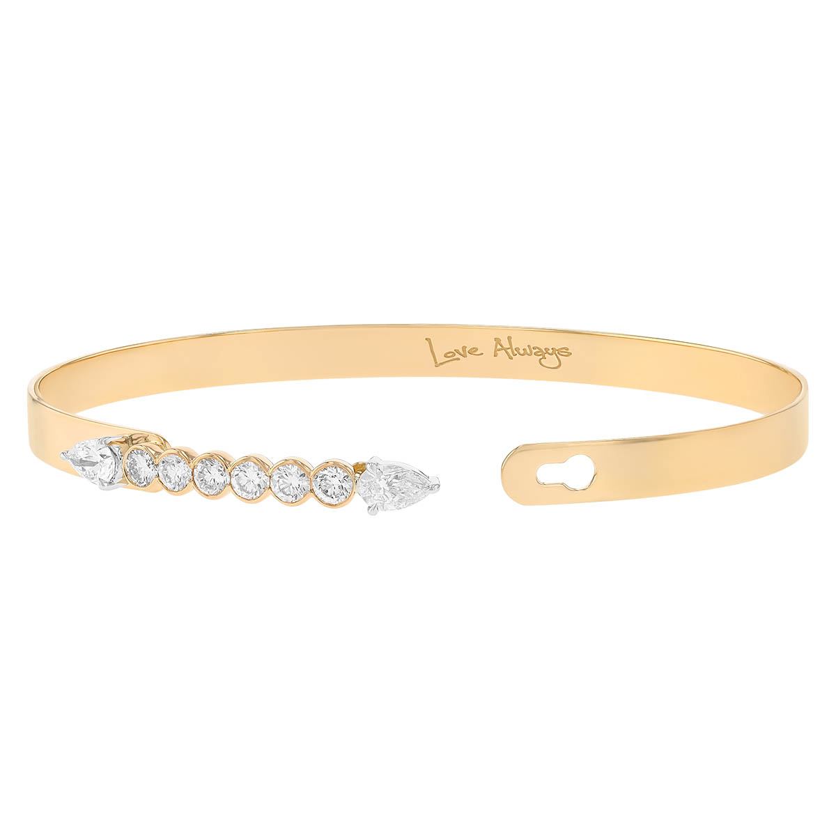 Phillips House Double Pear & Round Diamond Love Always Bangle Bracelet in Yellow Gold
