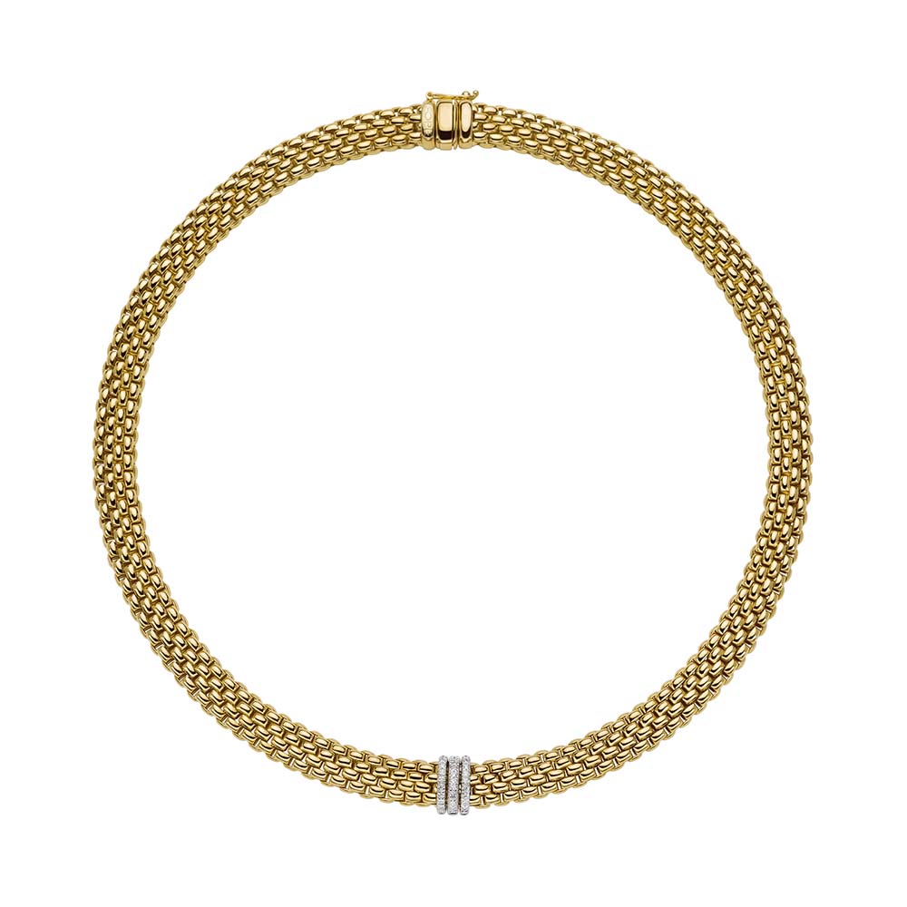 FOPE Panorama Collar Necklace in Yellow & White Gold with Diamond Rondels, 18