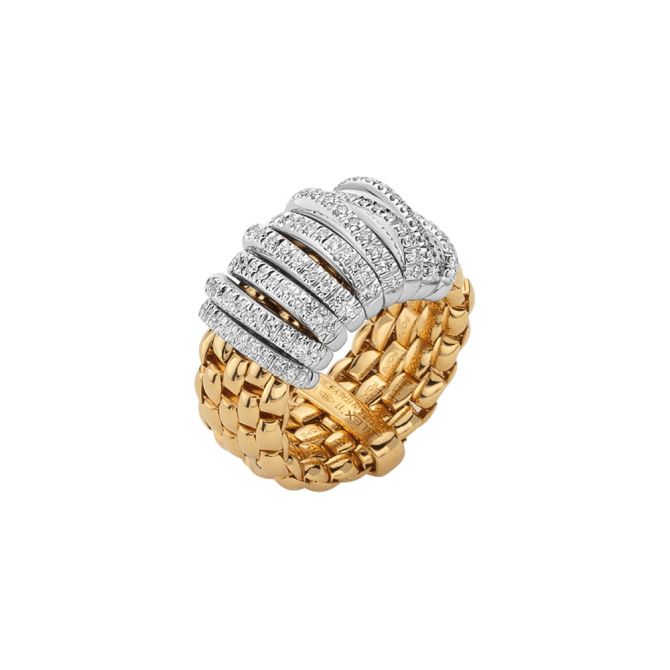 FOPE Panorama Ring in Yellow & White Gold with Diamond Rondels