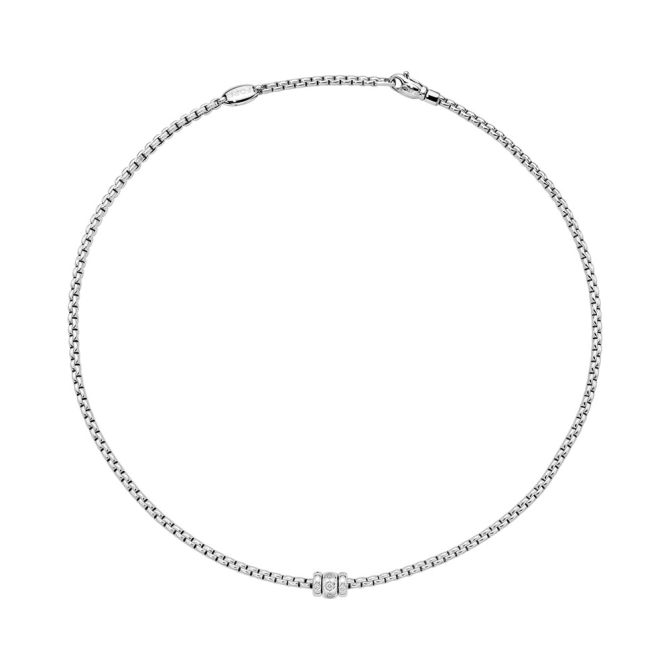 FOPE Eka 3 Rondel Necklace in White Gold with Rhombus Set Diamonds, 17"