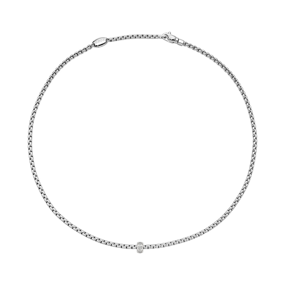 FOPE Eka Necklace in White Gold with Rhombus Set Diamonds, 17