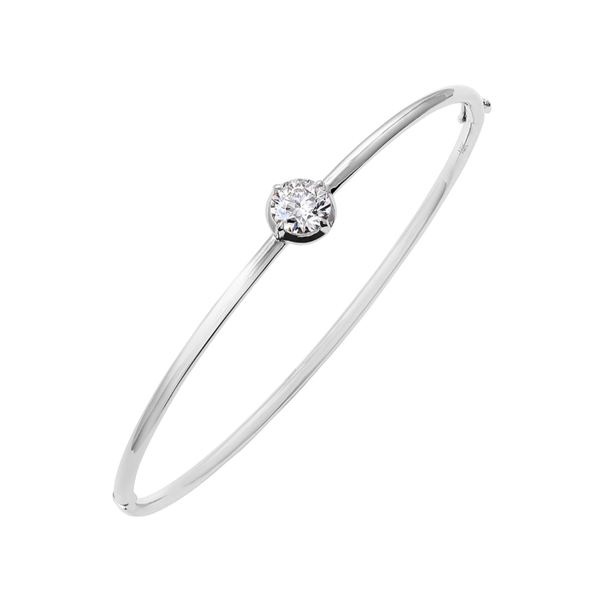 Clarity Diamond Signature Lab-Grown Round Diamond Hinged Bangle Bracelet in White Gold, 0.98 ct