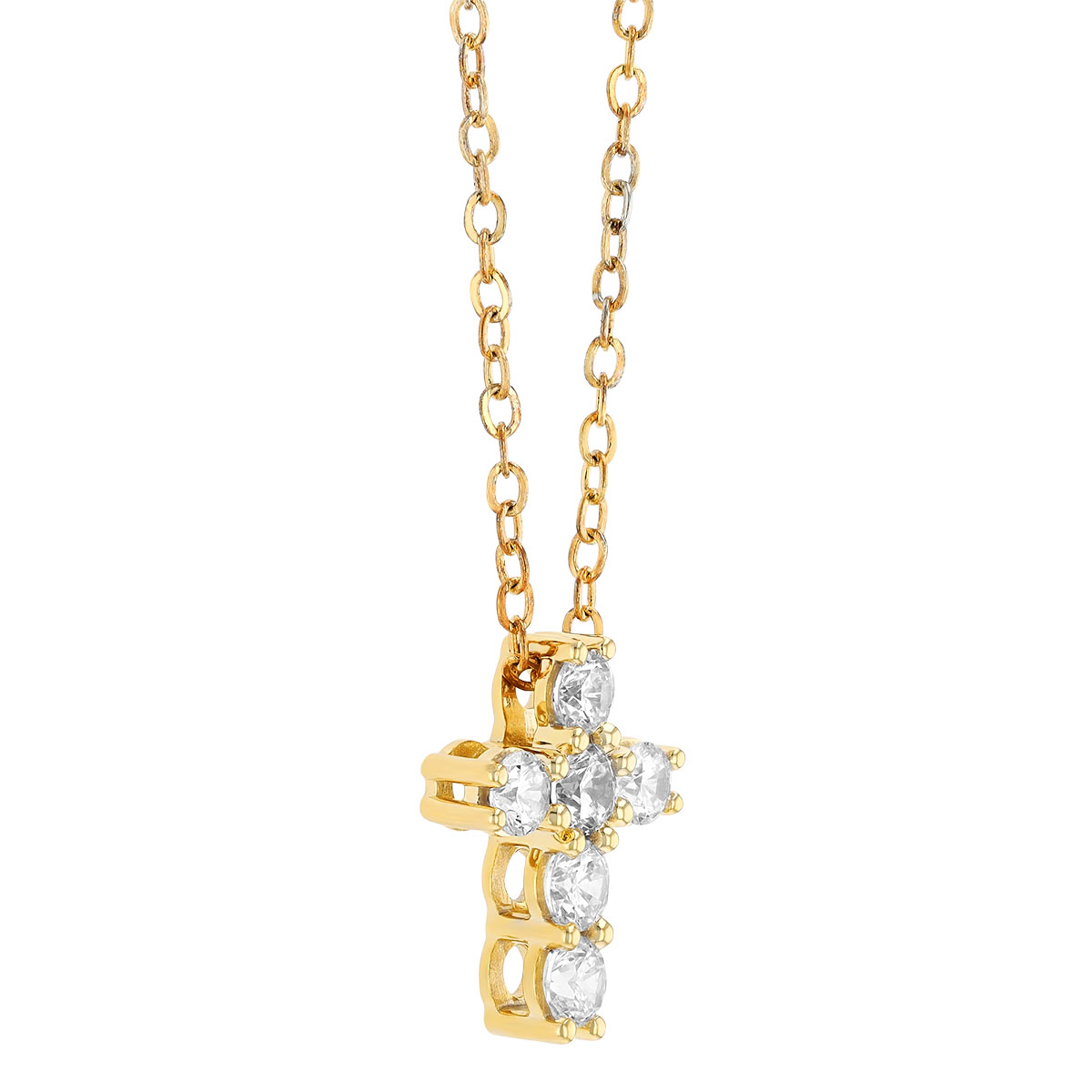 Borsheims Signature Collection Lab-Grown Diamond Cross Pendant in Yellow Gold, 18