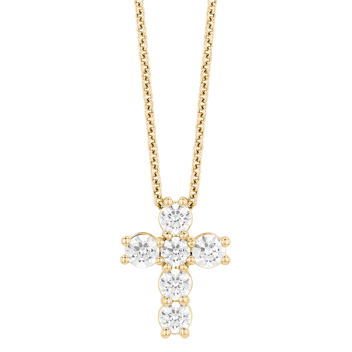 Borsheims Signature Collection Lab-Grown Diamond Cross Pendant in Yellow Gold, 18