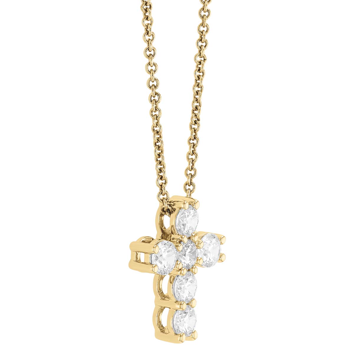 Borsheims Signature Collection Lab-Grown Diamond Cross Pendant in Yellow Gold, 18