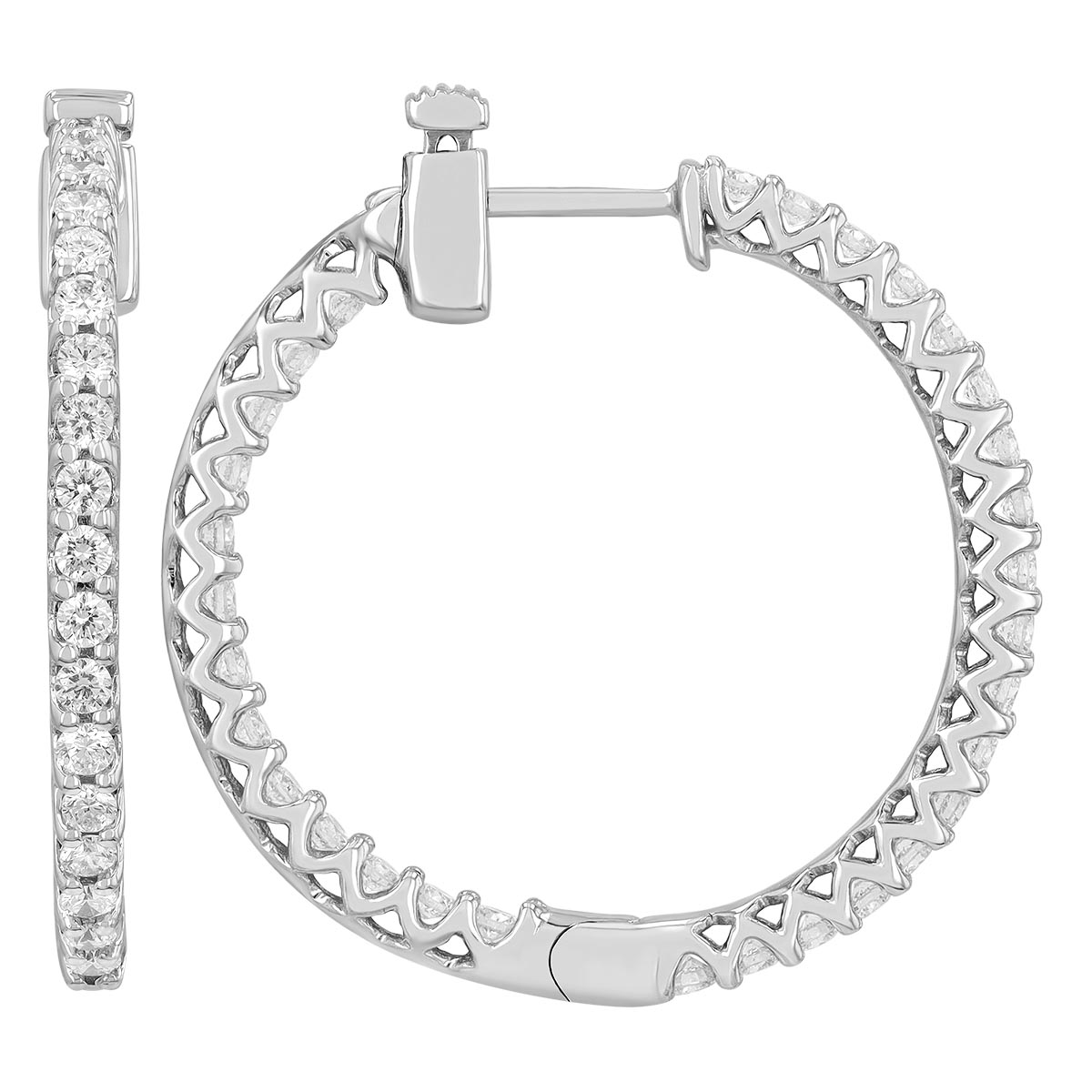 ALTR Lab Grown Diamond Inside Out Hoop Earrings in White Gold, 0.96 cttw