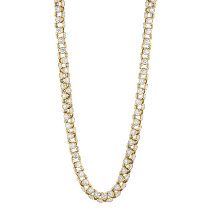 Oscar Heyman Bezel Set Diamond Link Necklace in 18K Yellow Gold, 17"