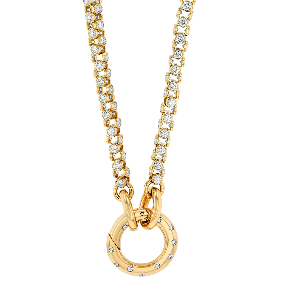 Oscar Heyman Bezel Set Diamond Link Necklace in 18K Yellow Gold, 17