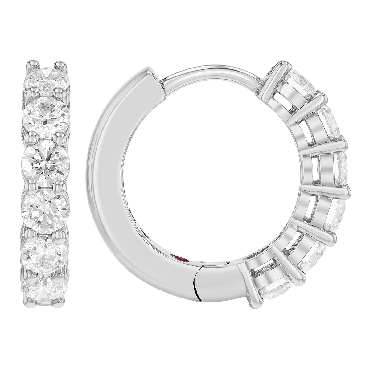 Roberto Coin Small Classic Diamond Hoop Earrings in White Gold, 1.17 cttw