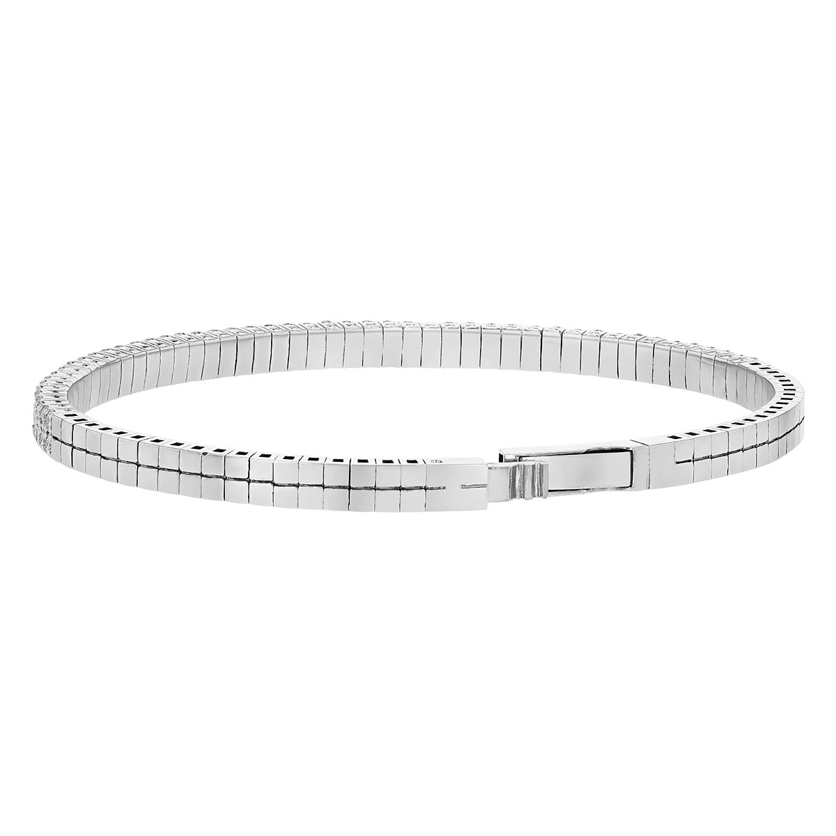 Diamond 2 Row Bangle Bracelet in White Gold, 2 cttw