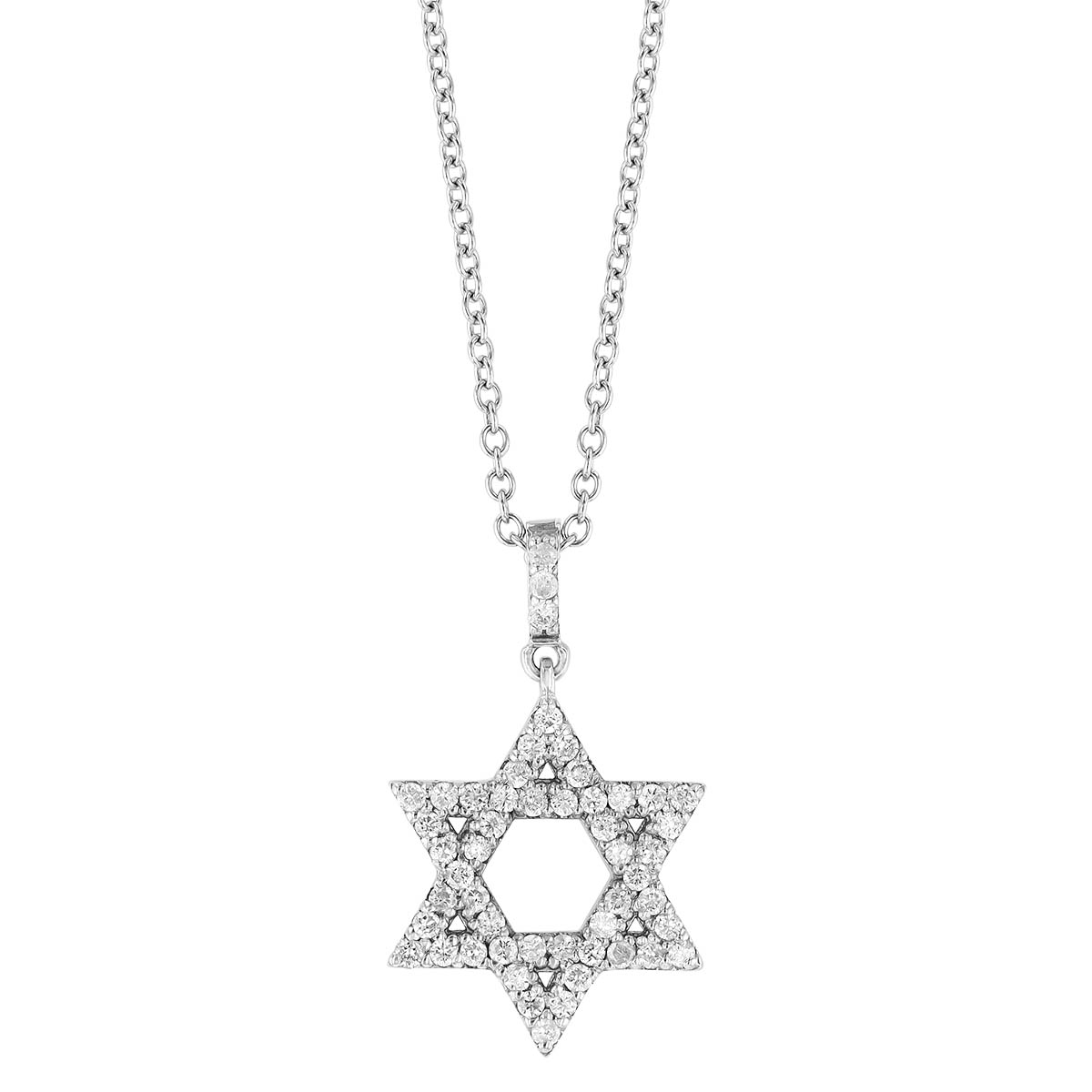 Diamond Star of David Pendant in White Gold, 18
