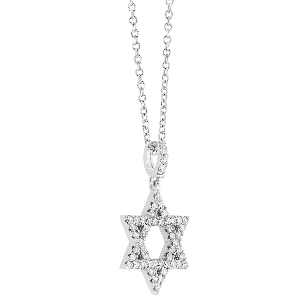 Diamond Star of David Pendant in White Gold, 18