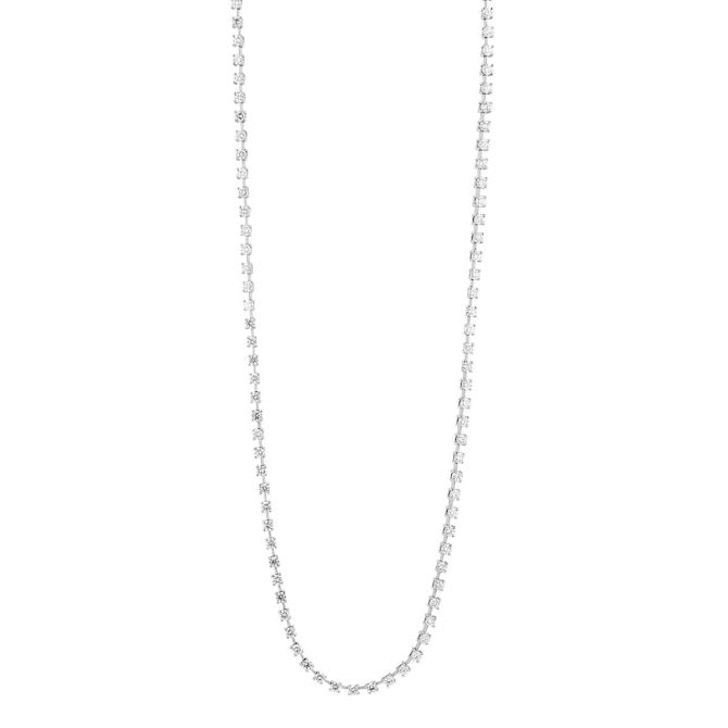 Round Diamond Station Necklace in White Gold, 18", 5.62 cttw