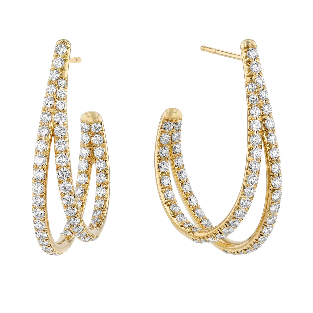 J.B. Star Diamond In & Out Double J-Hoop Earrings in Yellow Gold