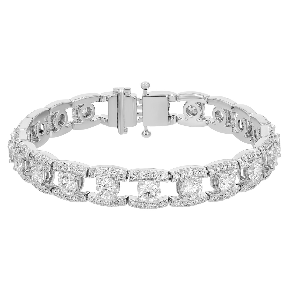 J.B. Star Round Diamond Open Link Bracelet in Platinum, 7