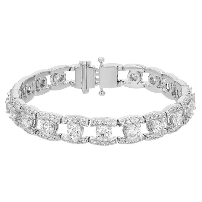 J.B. Star Round Diamond Open Link Bracelet in Platinum, 7"