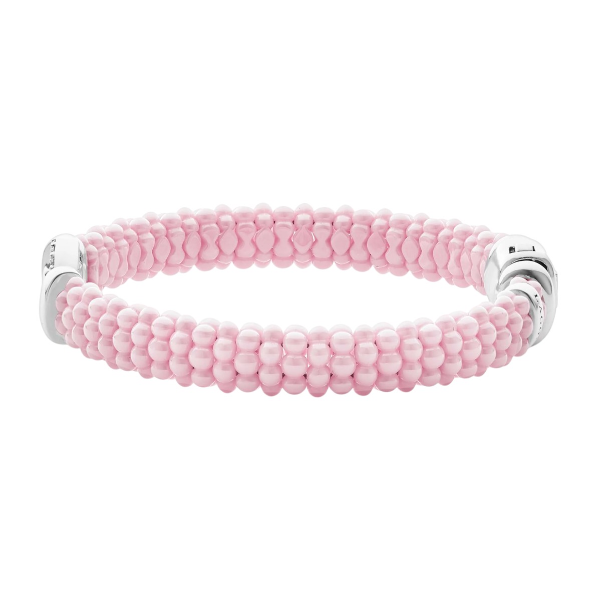 LAGOS Pink Ceramic Caviar 9mm Diamond Circle Bracelet, Medium